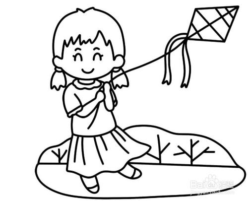 古代儿童放风筝简笔画（放风筝的古代小孩简笔画图片大全）(1)