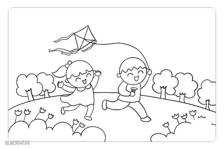 古代儿童放风筝简笔画（放风筝的古代小孩简笔画图片大全）(8)