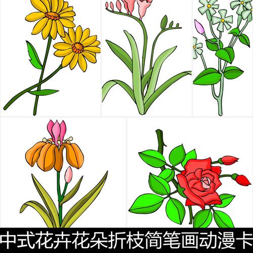 彩色花卉简笔画（花草手绘图片大全）(1)