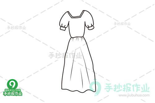 连衣裙服饰简笔画（长袖服装款式简笔画）(8)