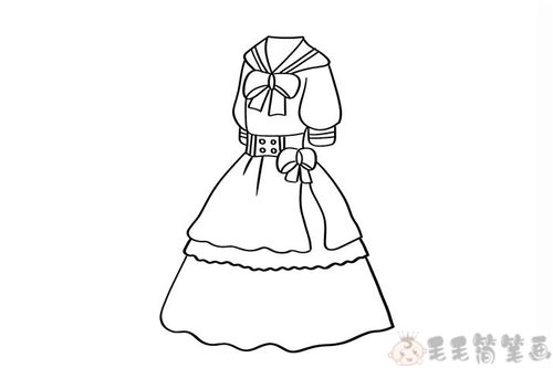 连衣裙服饰简笔画（长袖服装款式简笔画）(9)