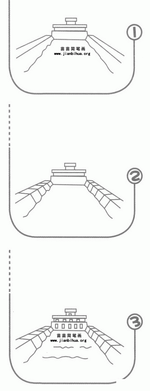 江堤简笔画图片（家乡小桥的简笔画图片）(7)