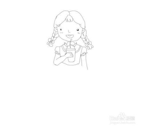 小女孩子口渴的简笔画（小女孩正在吃饭的简笔画）(5)