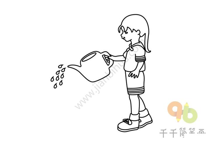 小女孩子口渴的简笔画（小女孩正在吃饭的简笔画）(7)