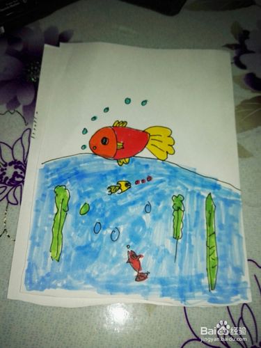 鱼儿跳上游水坝简笔画（下雨天鱼儿浮出水面简笔画）(7)