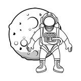 太空人在月球上行走简笔画（太空人在太空漫步简笔画）(6)