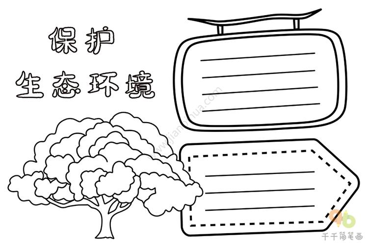 生态环境手抄报简笔画模板（保护生态环境手抄报简笔画一年级）(10)