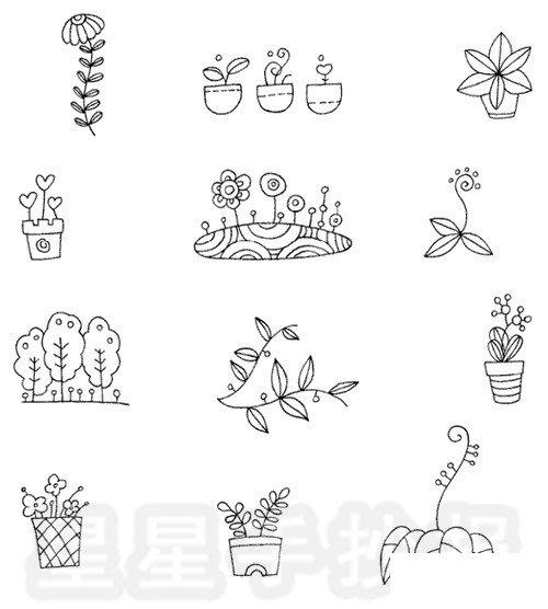 园林植物简笔画图片（花草树简笔画大全大图）(1)