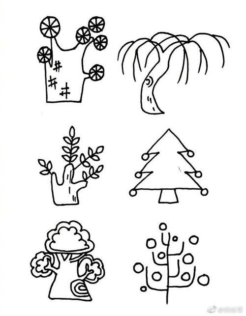 园林植物简笔画图片（花草树简笔画大全大图）(8)