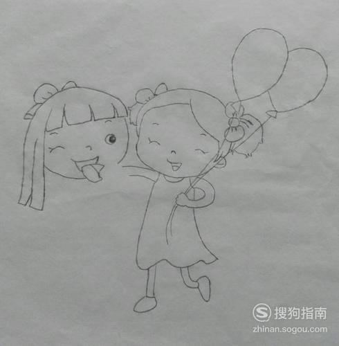 幼儿园画一个好朋友简笔画（画幼儿园主题简笔画优秀作品）(2)