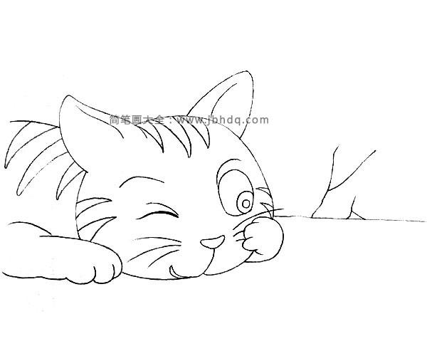 蹲着的大花猫简笔画（站着的小花猫简笔画）(3)