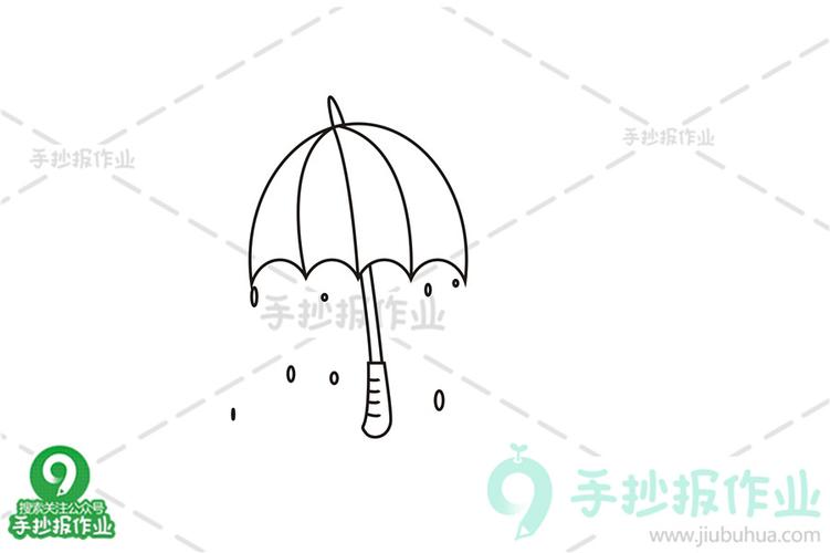 雨天街上的伞简笔画（亭子里的伞简笔画）(5)