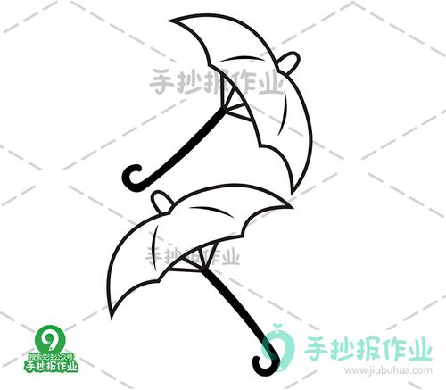 雨天街上的伞简笔画（亭子里的伞简笔画）(6)