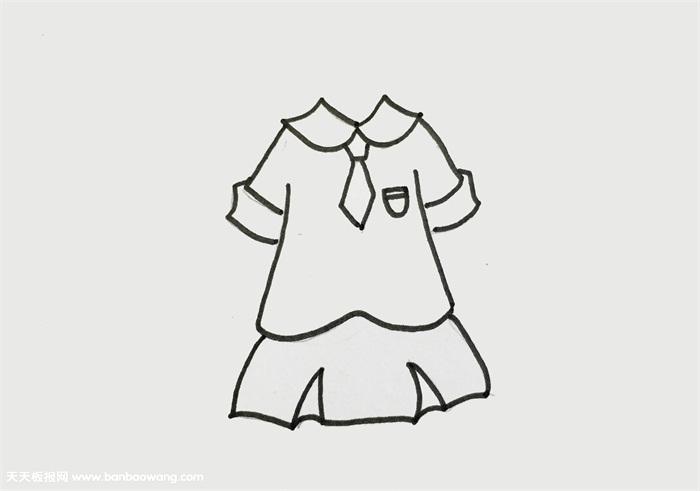 模特形态简笔画穿校服（学校穿校服女人物简笔画）(5)