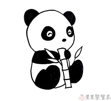 熊猫简笔画步骤图（10秒画熊猫）(2)