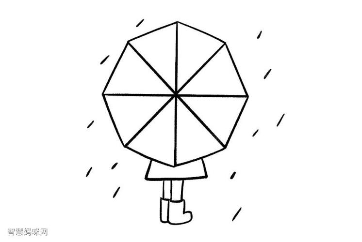 雨天街上的伞简笔画（亭子里的伞简笔画）(8)