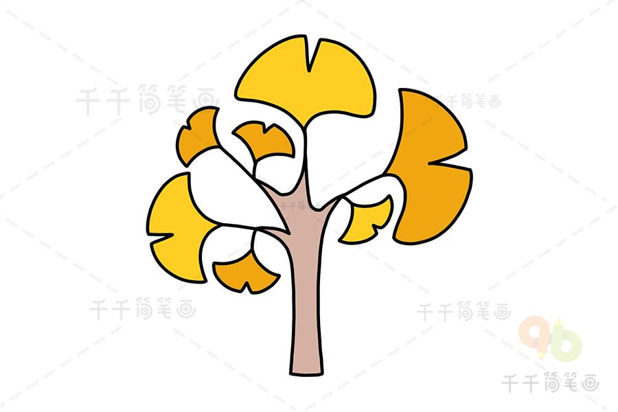 银杏树林简笔画（银杏树的简笔画图片）(1)