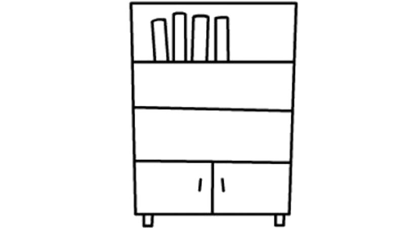 书柜和衣柜简笔画（书柜简笔画平面图）(7)