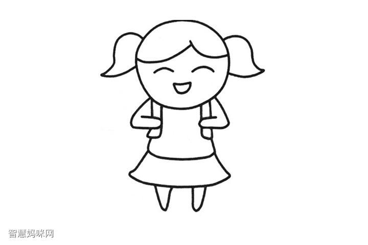开心的人全身简笔画（开心的女孩简笔画卡通）(9)