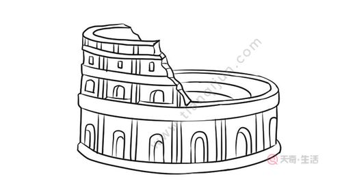 古罗马斗兽场简笔画（罗马斗兽场图片手绘图）(6)