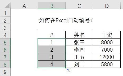 自动编号怎么设置（Excel中如何给表格设置自动编号）(6)