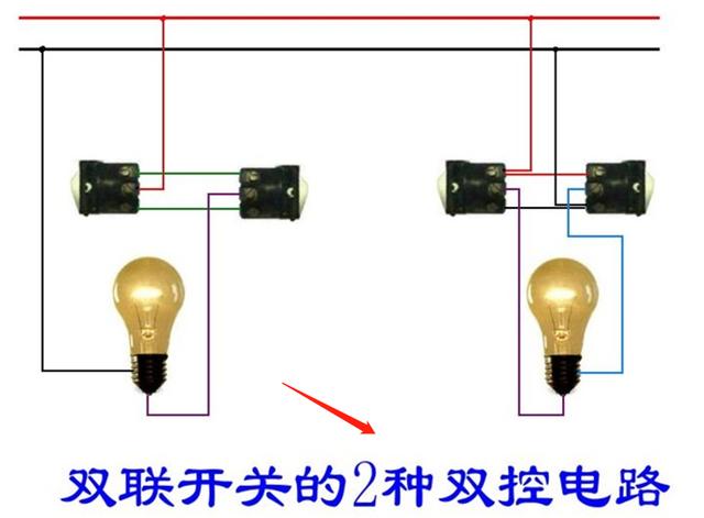 双开双控开关接线图（老电工熬夜整理电工基本电路接线图大全）(3)