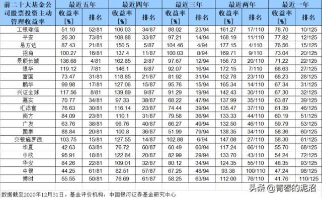 中国十大基金公司排名（我去查了前二十大基金公司的业绩）(1)