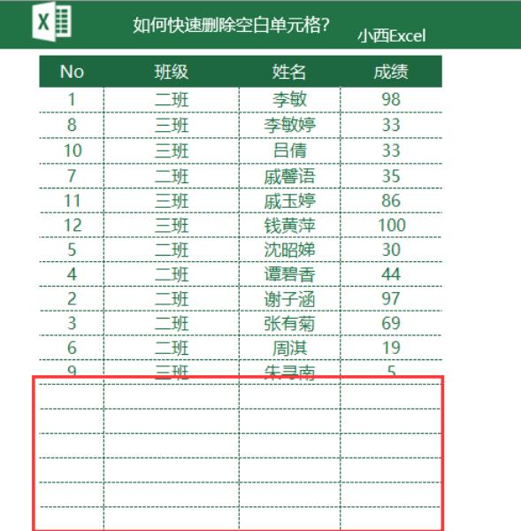 excel去掉空白行筛选公式（教你excel删除大量空白行）(8)