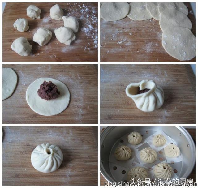 面点豆沙包做法（中式基础面点手工豆沙包的操作技巧）(6)