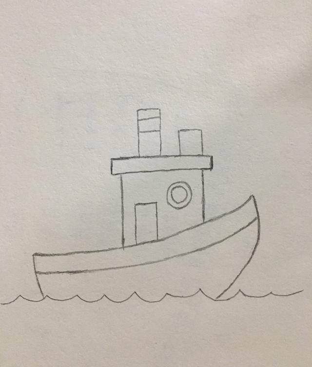 大海中行驶的船简笔画（简笔画行驶中的轮船）(8)