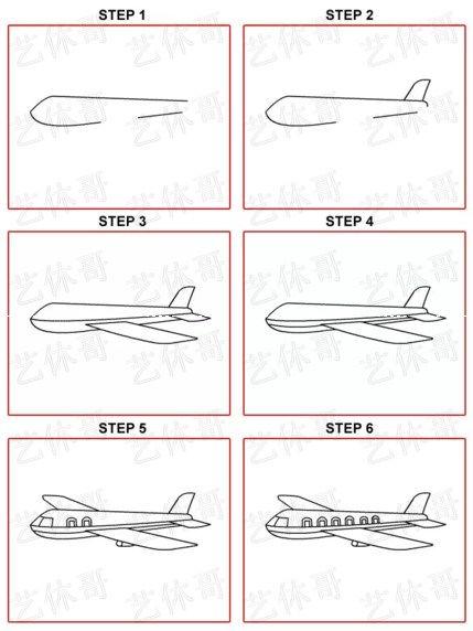 简笔画真飞机的画法（图文教程简笔画之飞机）(2)