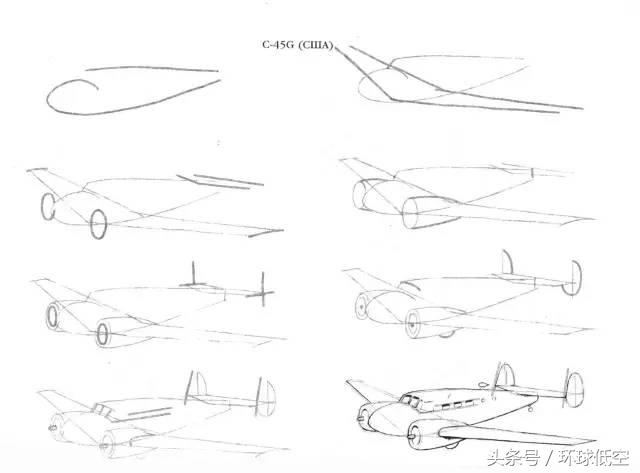 飞机的正确画法教程（飞机各式画法教程）(10)