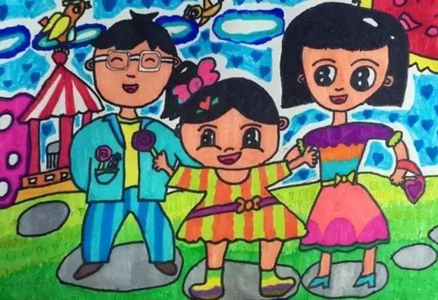家庭图画儿童绘画简单（儿童美术绘画作品）(2)