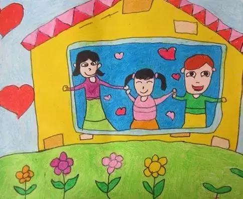 家庭图画儿童绘画简单（儿童美术绘画作品）(12)