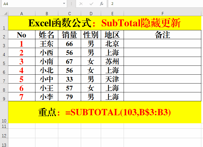 excel表中subtotal公式怎么隐藏（SubTotal函数的经典用法）