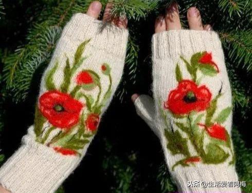 五指手套的编织方法北欧风（欧美风格的毛线手套好美啊）(9)