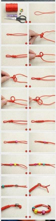 7号绳金刚结编织手链教程（手链编织基础之金刚结）(2)