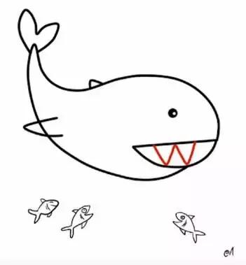 鲨鱼怎么画简笔画可爱又简单（简笔画儿童简笔画）(11)