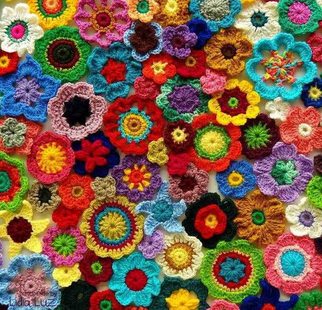 毛线钩花的各种花样图解 100款漂亮手工针织花(21)