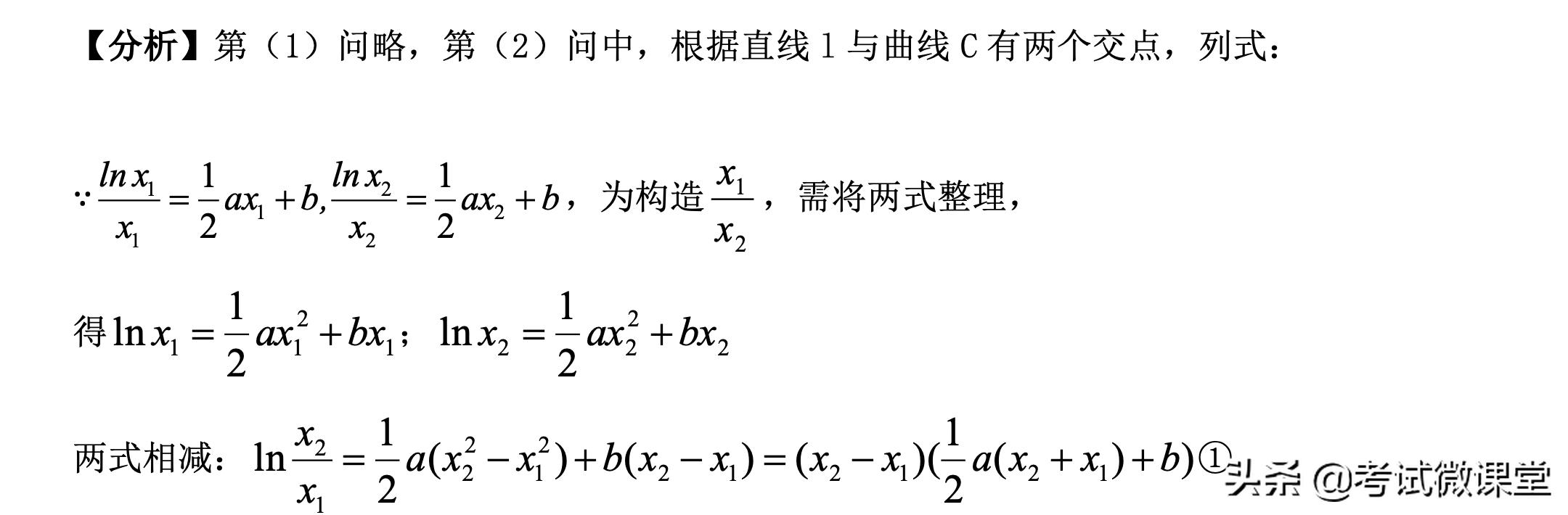 导数双变量压轴题解题（利用合二为一的方法）(10)