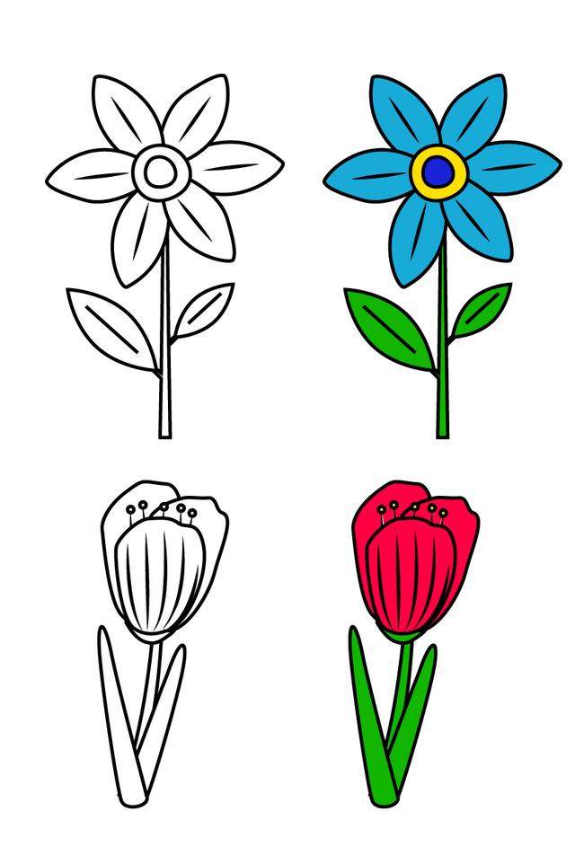 所有的花朵简笔画大全好看又简单（16种不同花朵的简笔画素材）(4)