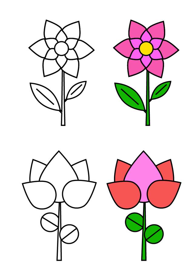 所有的花朵简笔画大全好看又简单（16种不同花朵的简笔画素材）(2)