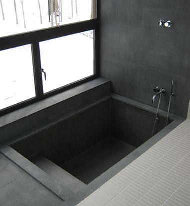 嵌入式浴缸加壁龛（地面挖个方正的凹槽也能泡澡）