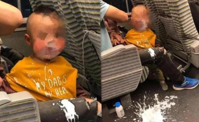 2岁宝宝高铁车厢突发疾病（孩子在高铁上不小心洒了酸奶）(2)