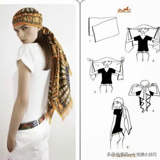 韩式头巾的各种系法（头巾的各种系法图解）(2)