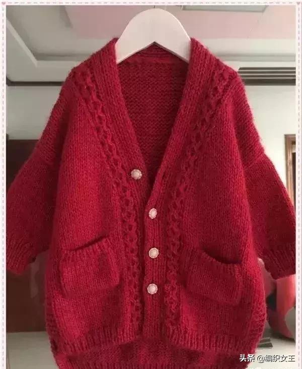 儿童开衫毛衣由下向上编织教程 无需开袖子的儿童宽松开衫毛衣