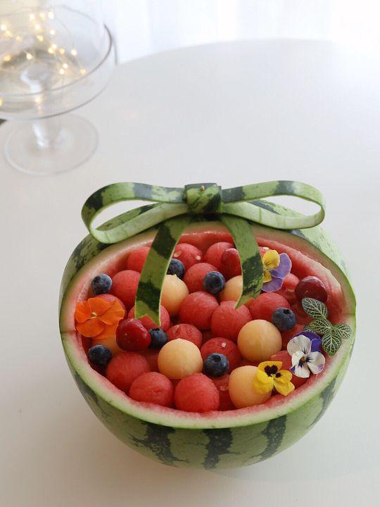 西瓜好看的水果拼盘（和夏天配一脸的西瓜篮子）(1)