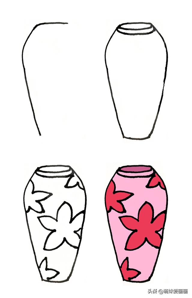 三种花瓶简笔画简单又漂亮（漂亮的花瓶简笔画大全）(5)