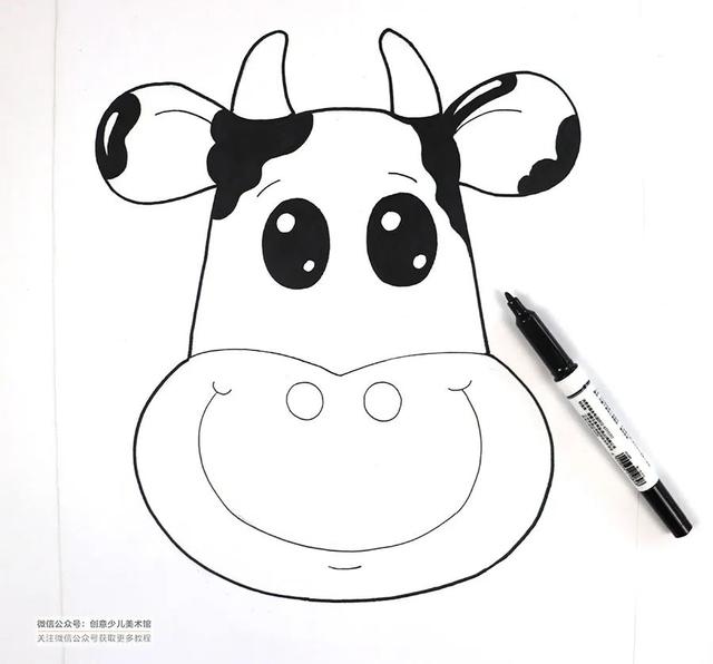 儿童创意画奶牛漂亮的（创意儿童画教程）(4)
