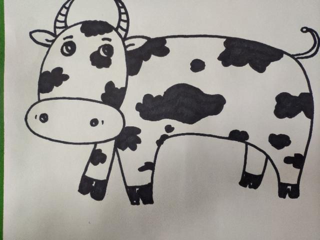 狼和公鸡的幼儿画（奶牛和小公鸡主题幼儿创意儿童画课件作品）(2)